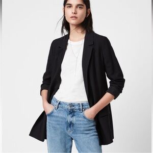 All Saints Womens Aleida Black Open Front Blazer Size 4